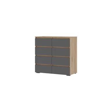 Комод Хелен КМ-04 (8 ящиков) - Графит серый/Дуб крафт золотой (Стендмебель)