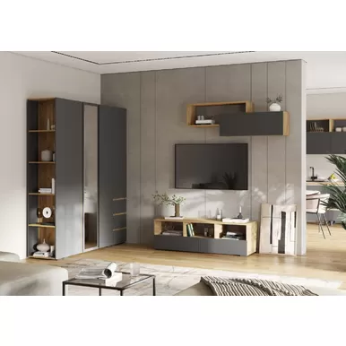 Гостиная Хелен - Комплект 1 - Графит серый/Дуб Крафт золотой (Стендмебель)