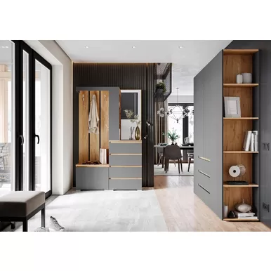 Прихожая Хелен - Комплект 1 - Графит серый/Дуб крафт золотой (Стендмебель)