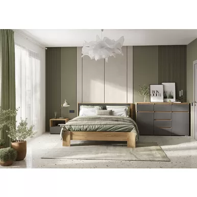 Спальня Хелен - Комплект 1 - Графит серый/Дуб Крафт золотой (Стендмебель)