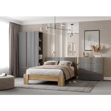 Спальня Хелен - Комплект 2 - Графит серый/Дуб Крафт золотой (Стендмебель)