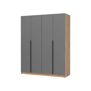 Шкаф 4-х створчатый Лион ШК-03 - Графит серый/Дуб крафт золотой (Стендмебель)