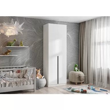 Шкаф 2-х ств. Лион ШК-01 с антресолью АН-01 - Белый шагрень (Стендмебель)