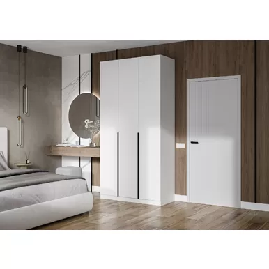 Шкаф 3-х ств. Лион ШК-02 с антресолью АН-02 - Белый шагрень (Стендмебель)