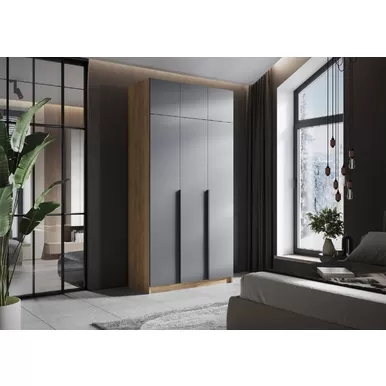 Шкаф 3-х ств. Лион ШК-02 с антресолью АН-02 - Графит серый/Дуб крафт золотой (Стендмебель)