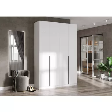 Шкаф 4-х ств. Лион ШК-03 с антресолью АН-01 - Белый шагрень (Стендмебель)