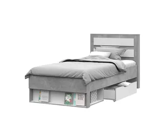 Кровать Денвер КР-01 (0,9 м) - Белый шагрень / Ателье светлый