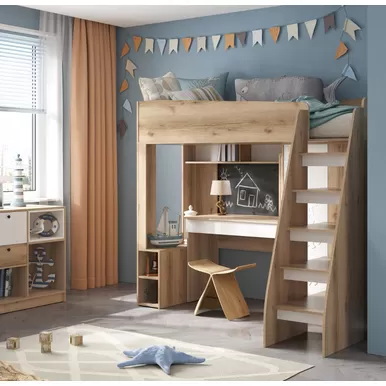 Детская Киви - Комплект 7 - Белый супермат/Белый шагрень/Дуб делано (Стендмебель)