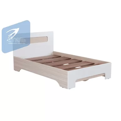 Кровать Палермо-3 КР-002 (с настилом) 1.2м - Белый глянец/Ясень Шимо светлый (МК Стиль)