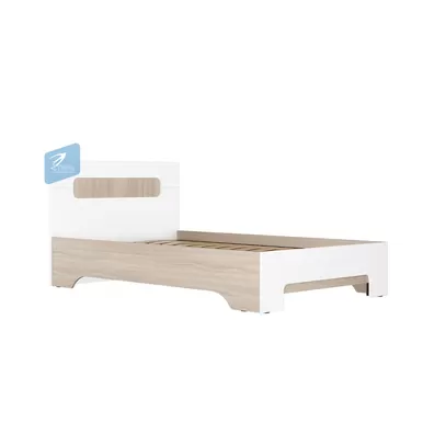 Кровать Палермо-3 КР-002 (с ортопед. основанием) 1.2м - Белый глянец/Ясень Шимо светлый (МК Стиль А)