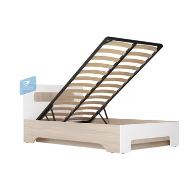 Кровать Палермо-3 КР-002 (с ортопед. осн. и ПМ) 1.2м - Белый глянец/Ясень Шимо светлый (МК Стиль А