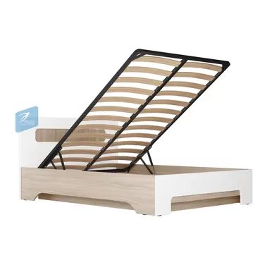 Кровать Палермо-3 КР-003 (с ортопед. осн. и ПМ) 1.4м - Белый глянец/Ясень Шимо светлый (МК Стиль А)