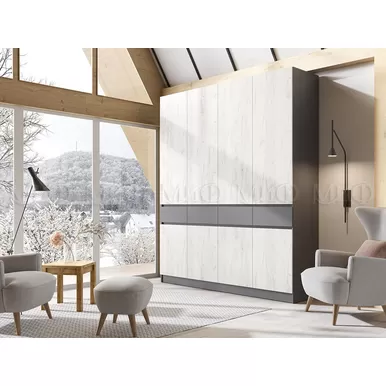 Шкаф Роджина 4-х створчатый - Графит / Крафт белый (МИФ)