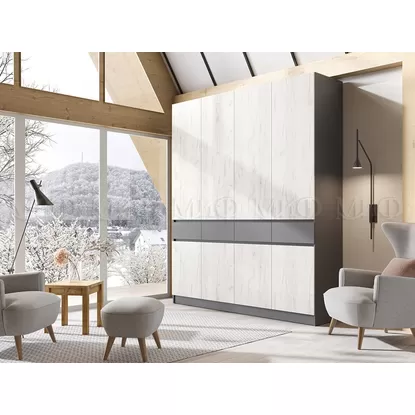 Шкаф Роджина 4-х створчатый - Графит / Крафт белый (МИФ)