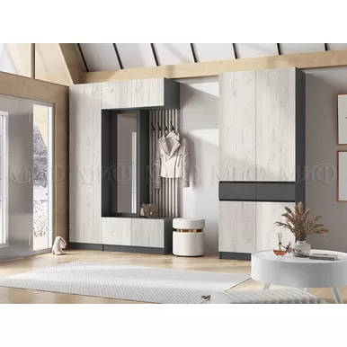 Модульная прихожая Роджина - Комплект 2 - Графит / Крафт белый (МИФ)