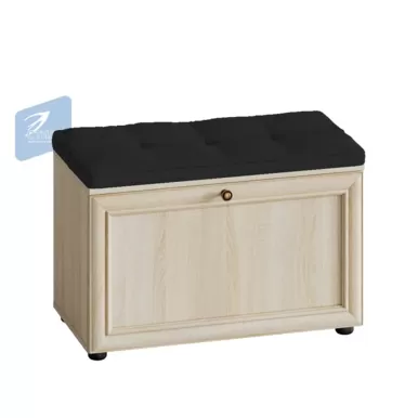 Тумба для обуви Оскар-7А -  Дуб Сонома светлый/Кожзам Черно-коричневый (МК Стиль)