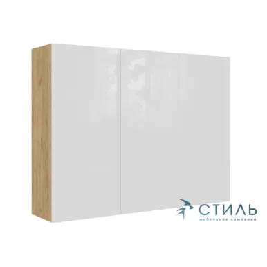 Шкаф навесной Бостон ШН-001 - Белый глянец/Дуб Крафт золотой (МК Стиль)