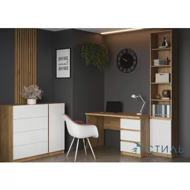 Кабинет Бостон - Комплект 4 - Белый глянец/Дуб Крафт золотой (МК Стиль)