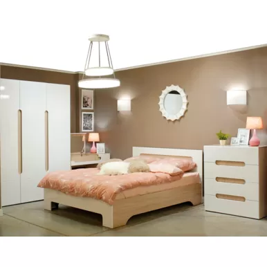 Спальня Палермо-3 - Комплект 5 - Белый глянец/Ясень Шимо светлый (МК Стиль)