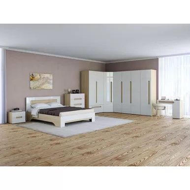 Спальня Палермо-3 - Комплект 7 - Белый глянец/Ясень Шимо светлый (МК Стиль)