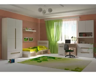 Подростковая комната Палермо-3 Юниор - Комплект 1 - Белый глянец/Ясень Шимо светлый (МК Стиль)
