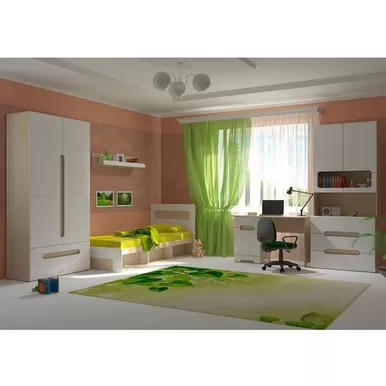 Подростковая комната Палермо-3 Юниор - Комплект 1 - Белый глянец/Ясень Шимо светлый (МК Стиль)