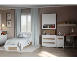 Подростковая комната Палермо-3 Юниор - Комплект 4 - Белый глянец/Ясень Шимо светлый (МК Стиль)