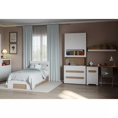 Подростковая комната Палермо-3 Юниор - Комплект 4 - Белый глянец/Ясень Шимо светлый (МК Стиль)