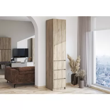 Шкаф Бохо ШК-003 (1-ств.) - Дуб крафт серый / Кашемир (МК Стиль)