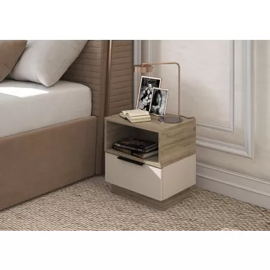 Тумба прикроватная Бохо ТМ-002 - Дуб Крафт серый / Кашемир (МК Стиль)