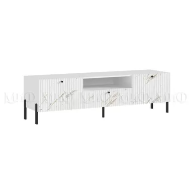 Тумба ТВ малая Оливия (металл) - Белый / Мрамор золото (МИФ)