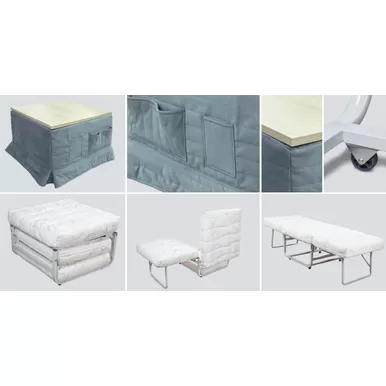 Пуф-трансформер - Микровелюр серый/Дуб Сонома (Мелодия сна)