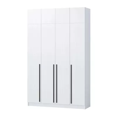 Шкаф 4-х створчатый Норд (1600) с антресолью - Белый / Белый глянец (МИФ)