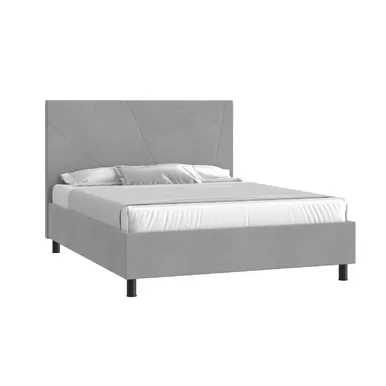 Кровать Мальта 160х200 - Микровелюр светло-серый (Мелодия сна)
