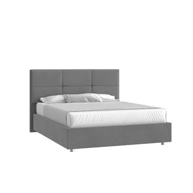 Кровать Мюнхен НО 120х190 с ПМ - Микровелюр кат. 2 Энигма 11 серый (Мелодия сна)