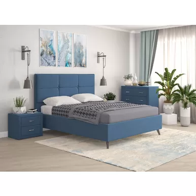 Кровать Мюнхен ВО 160х190 - Рогожка кат. 1 Багама 03 деним (Мелодия сна)