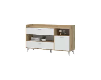 Комод Ирис КМ-02 - Белый Шагрень / Дуб Крафт золотой