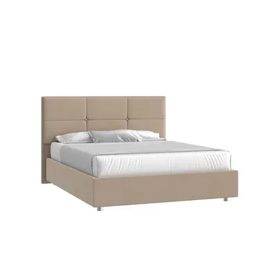 Кровать Мюнхен НО 200х200 с ПМ - Микровелюр кат. 2 Энигма 03 кремовый (Мелодия сна)