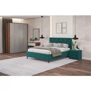 Кровать Марсель 120х200 с ПМ - Микровелюр кат. 1 Инфинити 10 изумрудный (Мелодия сна)