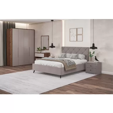 Кровать Марсель 200х200 с ПМ - Микровелюр кат. 2 Энигма 08 пепельный (Мелодия сна)