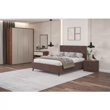 Кровать Марсель 180х200 с ПМ - Микровелюр кат. 2 Энигма 15 шоколад (Мелодия сна)