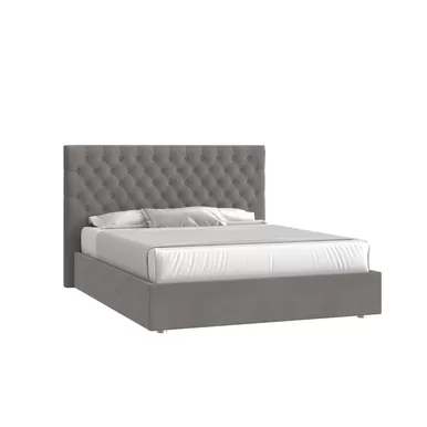 Кровать Грация пуговицы 140х200 - Микровелюр кат. 2 Энигма 11 серый (Мелодия сна)