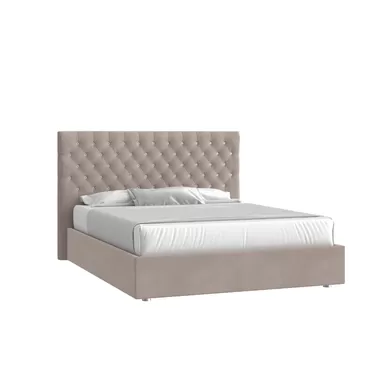 Кровать Грация стразы 180х200 - Микровелюр кат. 2 Энигма 05 серо-бежевый (Мелодия сна)