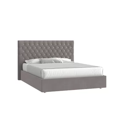 Кровать Грация стразы 180х200 - Микровелюр кат. 2 Энигма 08 пепельный (Мелодия сна)