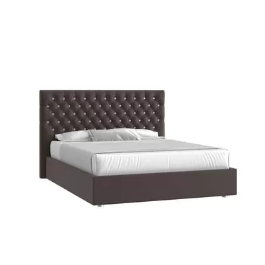 Кровать Грация стразы 180х200 с ПМ - Велюр кат. 2 Гелакси 009 шоколадный (Мелодия сна)