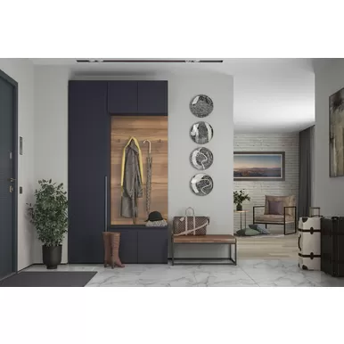 Прихожая Лаура (Композиция 1) - Серый уголь / Дуб Барокко (Столлайн)