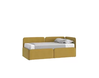 Кровать Тетрис с ящиками 90х190 - Рогожка кат. 1 Рустик 08 горчичный (Мелодия сна)