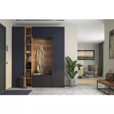 Прихожая Лаура (Композиция 2) - Серый уголь / Дуб Барокко (Столлайн)