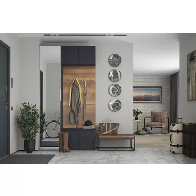 Прихожая Лаура (Композиция 3) - Серый уголь / Дуб Барокко (Столлайн)