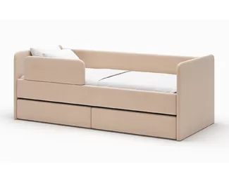 Кровать Donny 2 с матрасом, бортиком и ящиками - Латте (Romack)